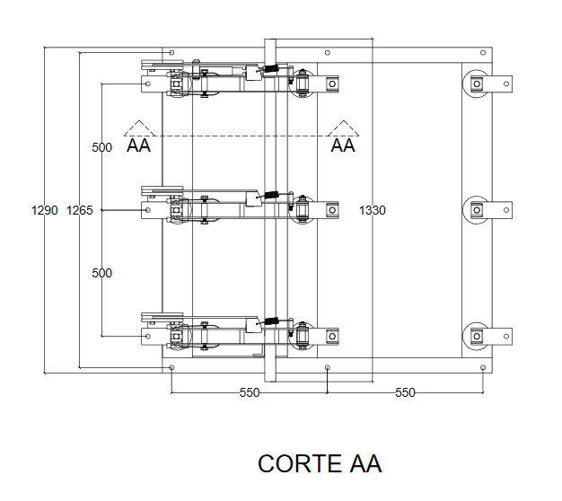 Chave Secc.Tripolar - 35vK 400Amp com Base e com Carga - CLPC